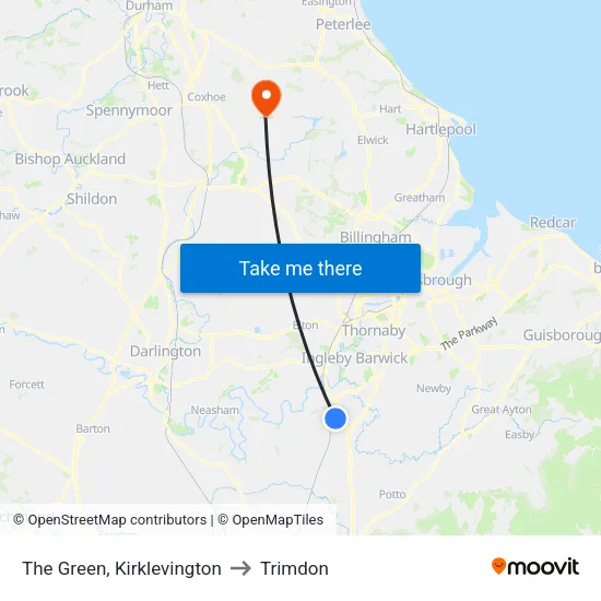 The Green, Kirklevington to Trimdon map