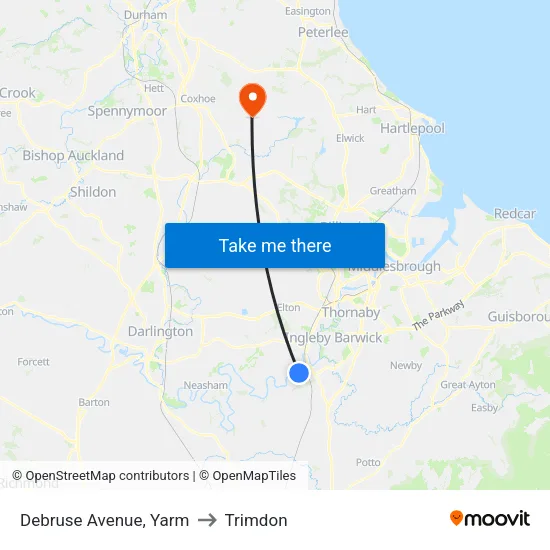 Debruse Avenue, Yarm to Trimdon map