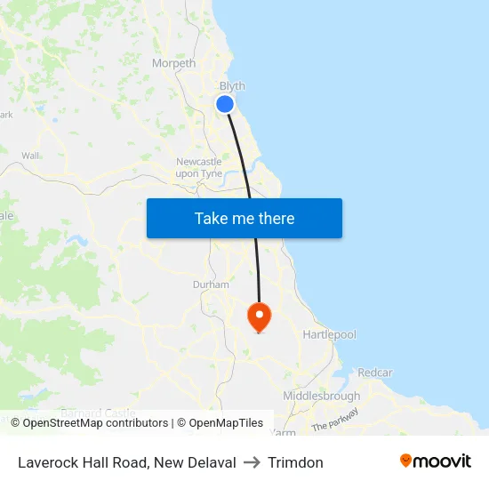 Laverock Hall Road, New Delaval to Trimdon map