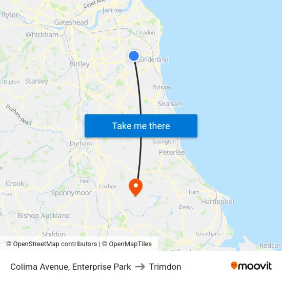 Colima Avenue, Enterprise Park to Trimdon map