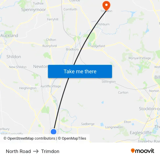North Road to Trimdon map