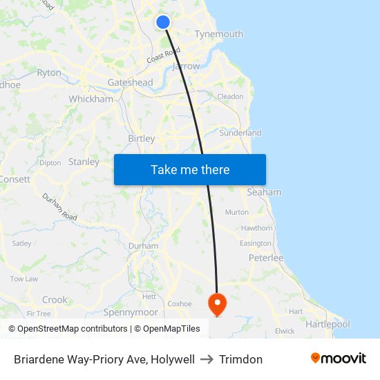 Briardene Way-Priory Ave, Holywell to Trimdon map