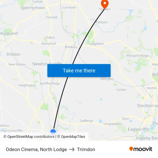 Odeon Cinema, North Lodge to Trimdon map