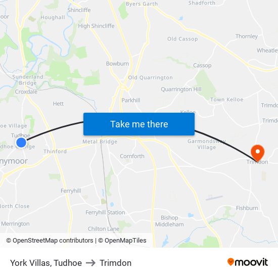 York Villas, Tudhoe to Trimdon map