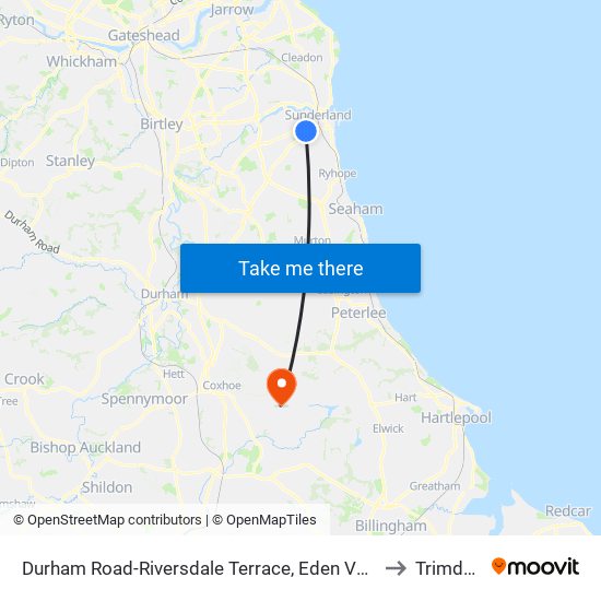 Durham Road-Riversdale Terrace, Eden Vale to Trimdon map