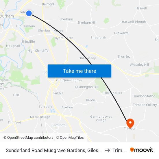 Sunderland Road Musgrave Gardens, Gilesgate Moor to Trimdon map