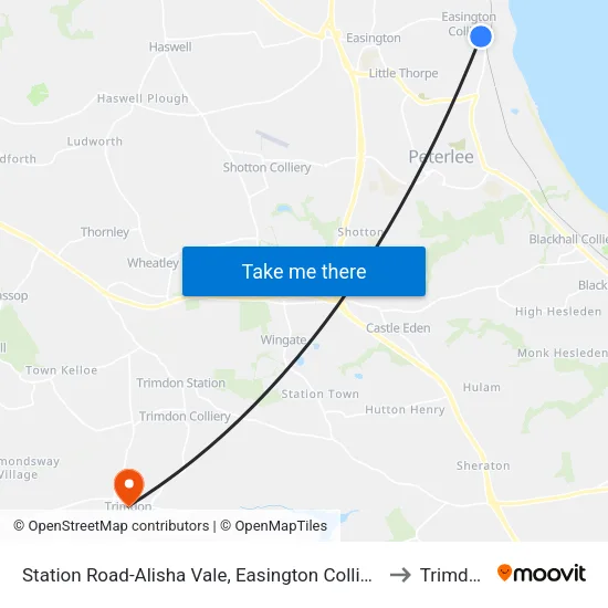 Station Road-Alisha Vale, Easington Colliery to Trimdon map