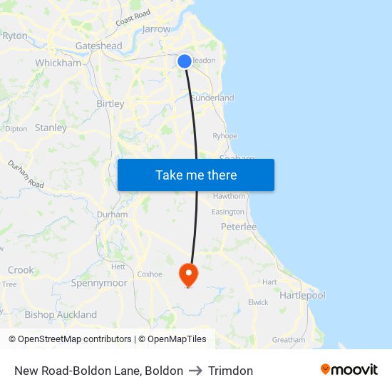 New Road-Boldon Lane, Boldon to Trimdon map