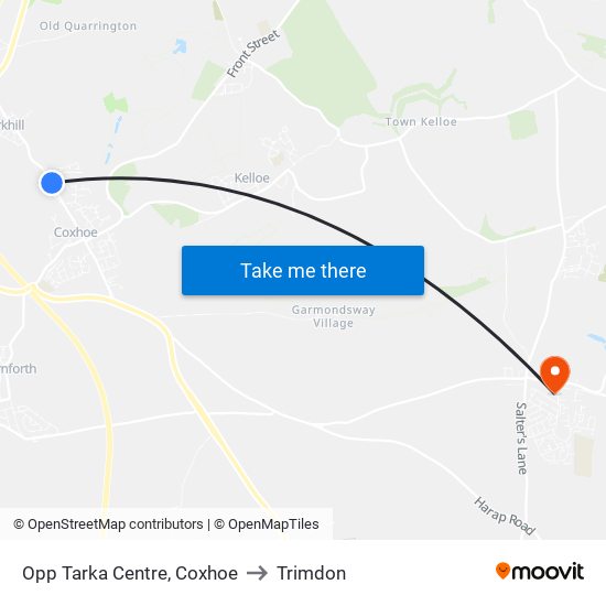 Opp Tarka Centre, Coxhoe to Trimdon map