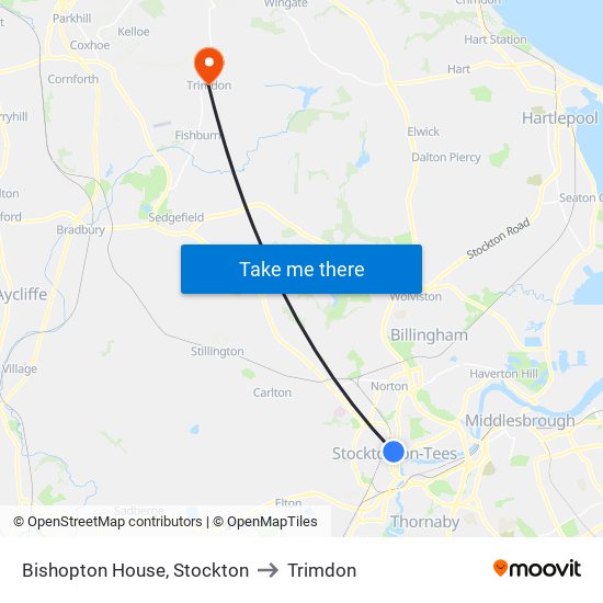 Bishopton House, Stockton to Trimdon map