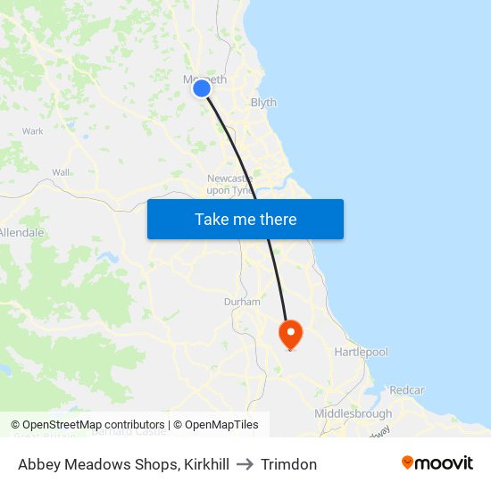 Abbey Meadows Shops, Kirkhill to Trimdon map