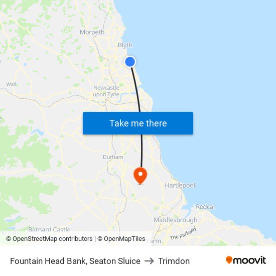 Fountain Head Bank, Seaton Sluice to Trimdon map