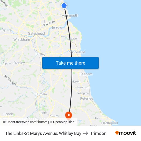 The Links-St Marys Avenue, Whitley Bay to Trimdon map