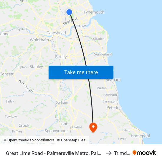 Great Lime Road - Palmersville Metro, Palmersville to Trimdon map