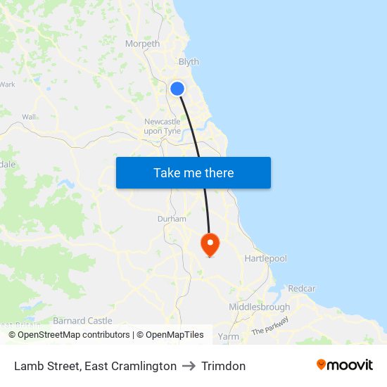 Lamb Street, East Cramlington to Trimdon map