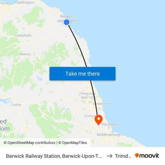 Berwick Railway Station, Berwick-Upon-Tweed to Trimdon map