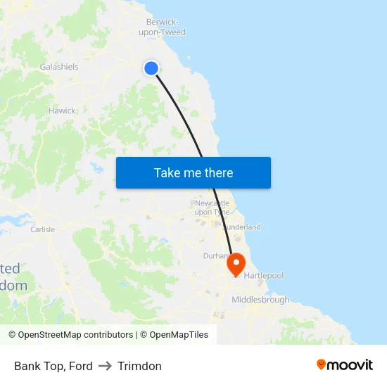 Bank Top, Ford to Trimdon map