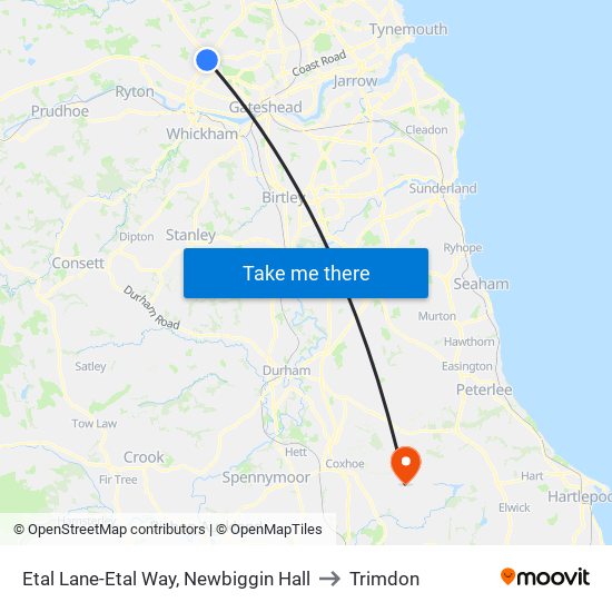 Etal Lane-Etal Way, Newbiggin Hall to Trimdon map