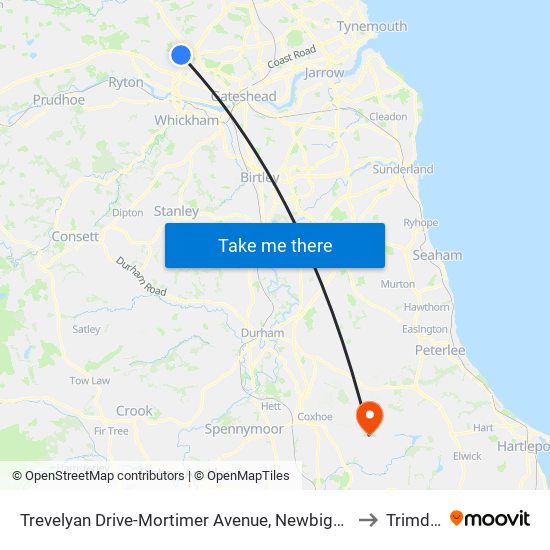 Trevelyan Drive-Mortimer Avenue, Newbiggin Hall to Trimdon map