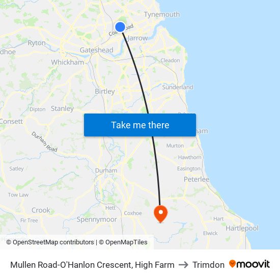 Mullen Road-O'Hanlon Crescent, High Farm to Trimdon map