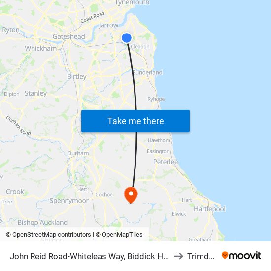 John Reid Road-Whiteleas Way, Biddick Hall to Trimdon map