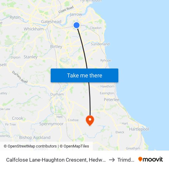 Calfclose Lane-Haughton Crescent, Hedworth to Trimdon map