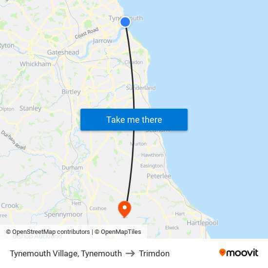 Tynemouth Village, Tynemouth to Trimdon map