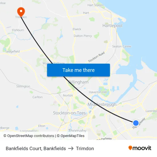 Bankfields Court, Bankfields to Trimdon map