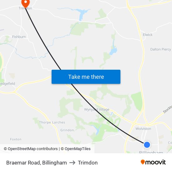 Braemar Road, Billingham to Trimdon map