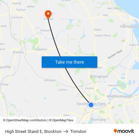 High Street Stand E, Stockton to Trimdon map