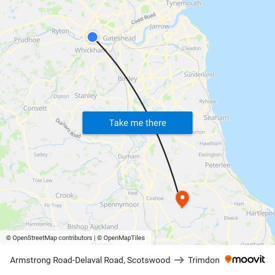 Armstrong Road-Delaval Road, Scotswood to Trimdon map