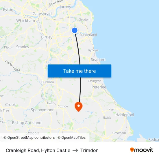 Cranleigh Road, Hylton Castle to Trimdon map