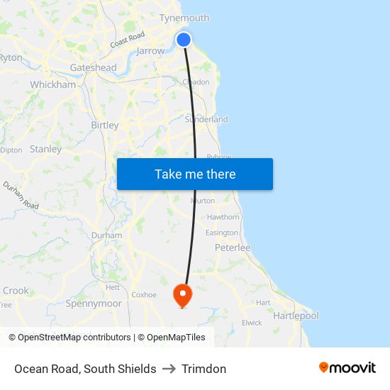 Ocean Road, South Shields to Trimdon map