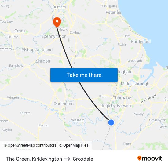 The Green, Kirklevington to Croxdale map