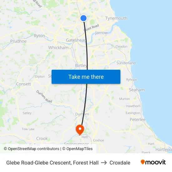 Glebe Road-Glebe Crescent, Forest Hall to Croxdale map