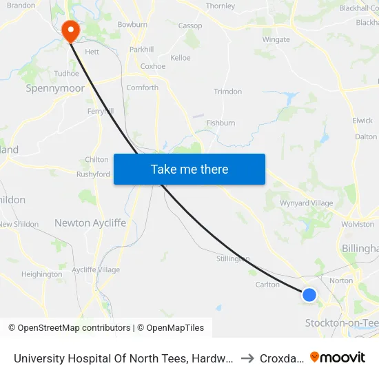 University Hospital Of North Tees, Hardwick to Croxdale map