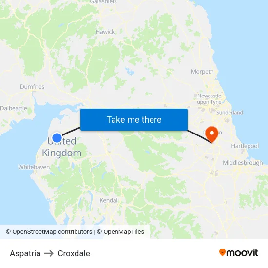 Aspatria to Croxdale map