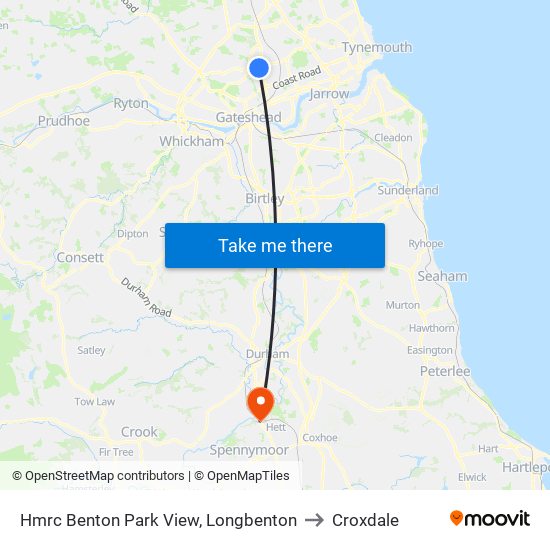 Hmrc Benton Park View, Longbenton to Croxdale map