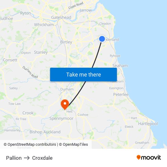 Pallion to Croxdale map