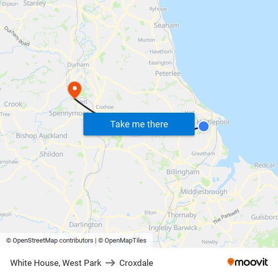 White House, West Park to Croxdale map