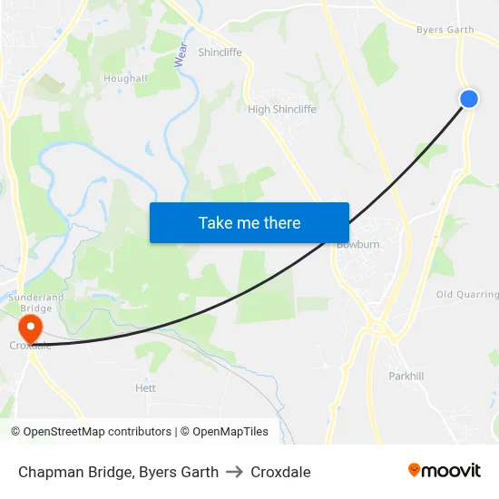 Chapman Bridge, Byers Garth to Croxdale map