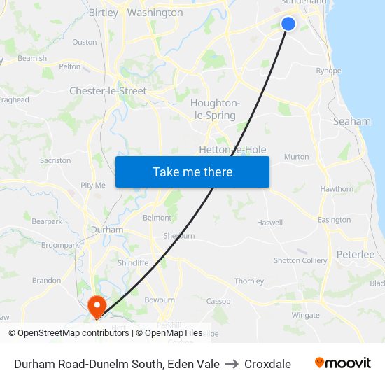 Durham Road-Dunelm South, Eden Vale to Croxdale map