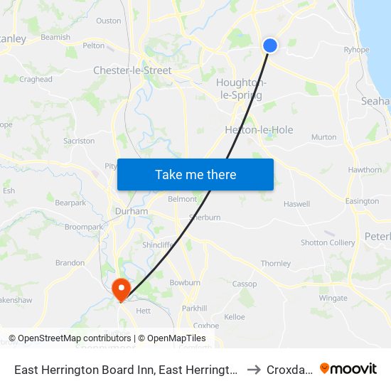 East Herrington Board Inn, East Herrington to Croxdale map