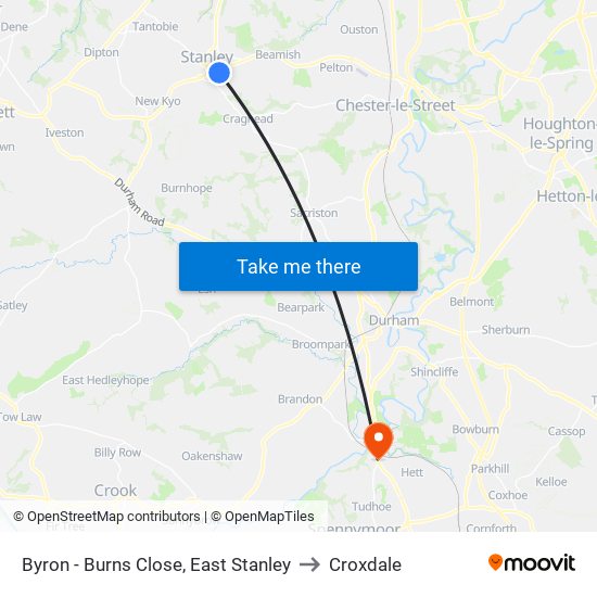 Byron - Burns Close, East Stanley to Croxdale map