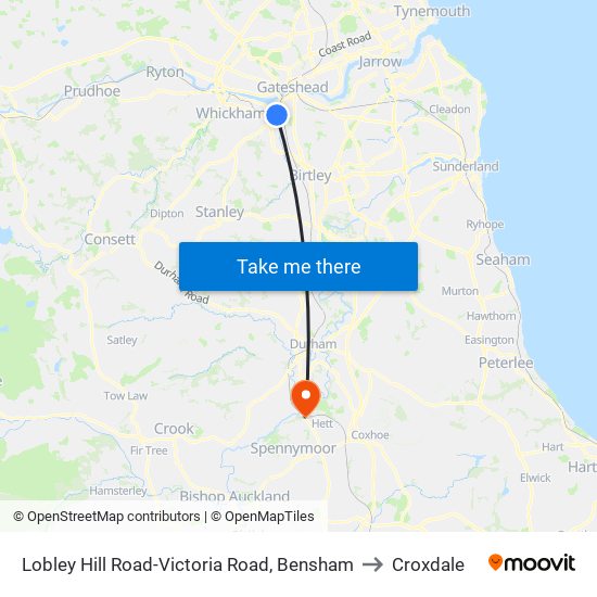 Lobley Hill Road-Victoria Road, Bensham to Croxdale map