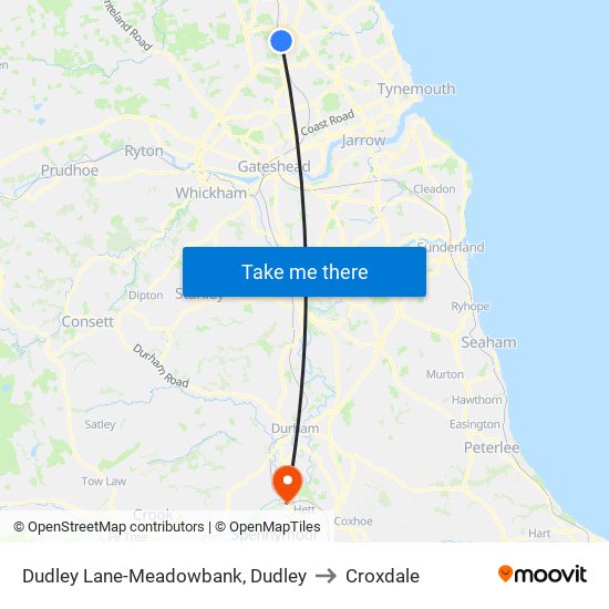 Dudley Lane-Meadowbank, Dudley to Croxdale map