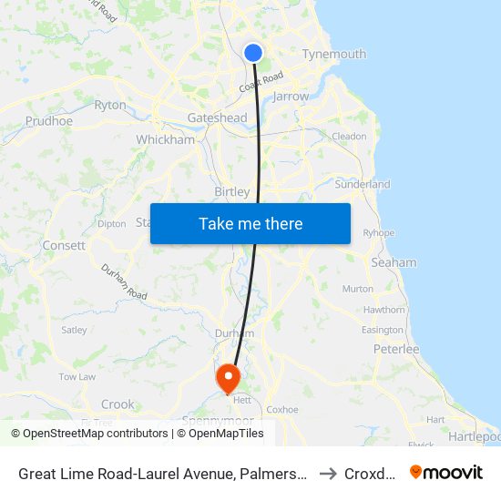 Great Lime Road-Laurel Avenue, Palmersville to Croxdale map