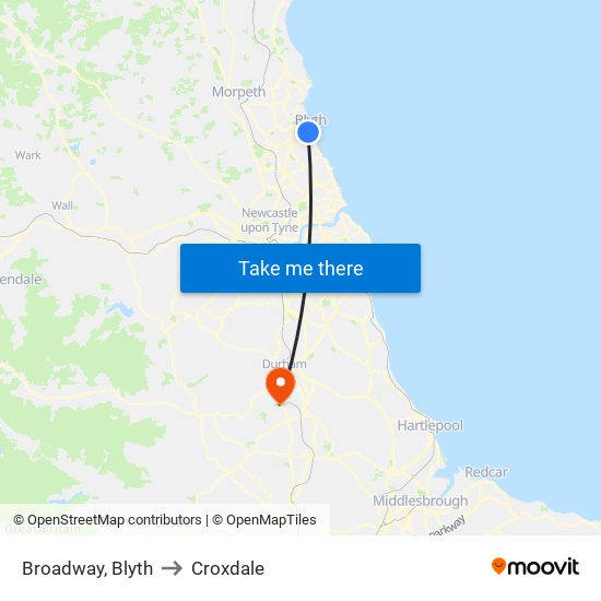 Broadway, Blyth to Croxdale map