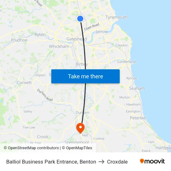 Balliol Business Park Entrance, Benton to Croxdale map