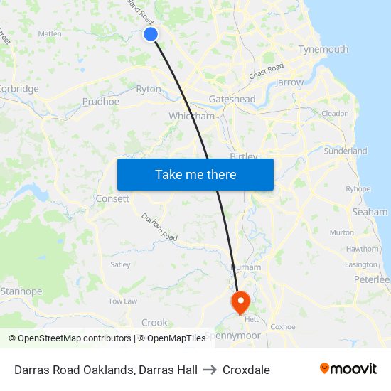 Darras Road Oaklands, Darras Hall to Croxdale map